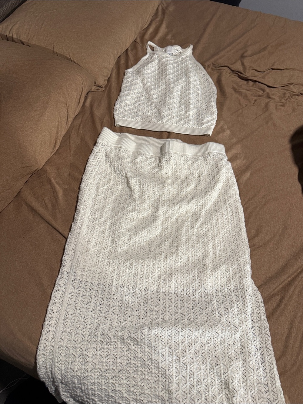 Target White Knit Halter Crop Top and Midi Skirt Set